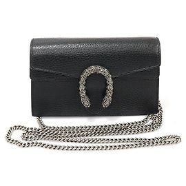 Gucci Bolsa transversal super mini Dionysus em couro preto com cristais Preto