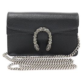 Gucci Borsa a tracolla super mini Dionysus in pelle nera con cristalli Nero