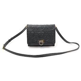 Salvatore Ferragamo Bolsa transversal Trifolio em couro de bezerro preto com Gancini dourado Preto