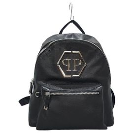 Philipp Plein Schwarzer Leder-Rucksack Schwarz