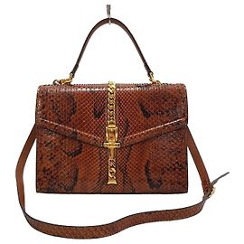 Gucci Bolso Sylvie Python Small con asa superior Castaño