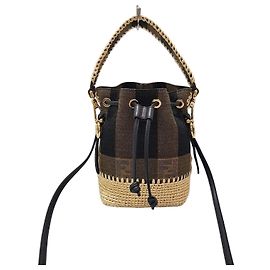 Fendi Borsa a secchiello in rafia Montresor Marrone