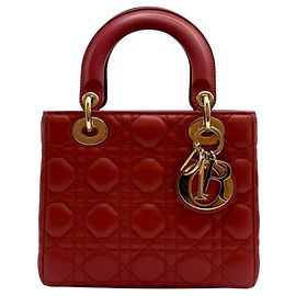Dior Lady Cannage Small Tote Bag Coral Orange