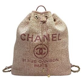 Chanel Deauville Drawstring Bucket Backpack Pink Pink