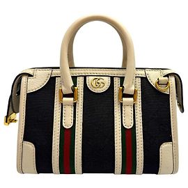 Gucci Borsa Tote Mini Bauletto Top Handle GG Bianco