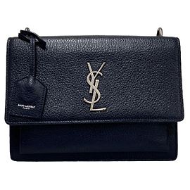 Saint Laurent Sunset Medium Shoulder Bag Dark Navy Blue