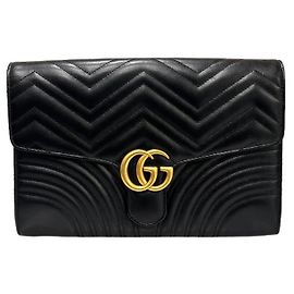 Gucci GG Marmont Matelassé Clutch Black Black
