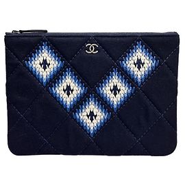 Chanel Okase Felt Women's Clutch Navy Blue