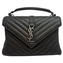 Saint Laurent Monogram College Medium Schultertasche Grau Braun
