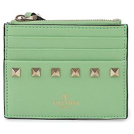 Valentino Rockstud Damen Reißverschluss-Kartenetui Grün
