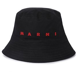 Marni Bucket Hat mit gesticktem Logo Schwarz