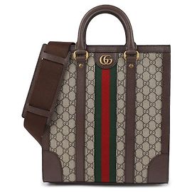Gucci Supreme Canvas Ophidia Medium Tote Bag Brown