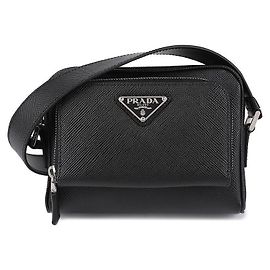 Prada Bolsa transversal de couro Saffiano para homens Preto