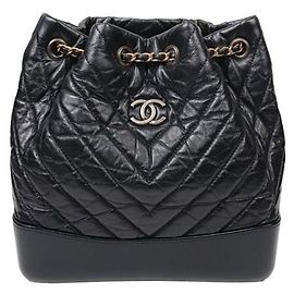 Chanel Black Chevron Gabrielle Backpack Black