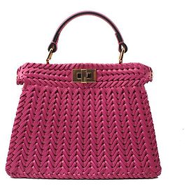 Fendi Mini Peekaboo dourado trançado roxo e bolsa transversal Roxo