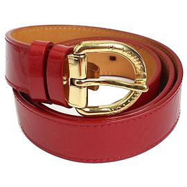 Louis Vuitton Cinto verniz vermelho com fivela dourada Vermelho