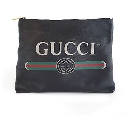 Gucci Medium Portfolio aus Leder mit Logo Schwarz