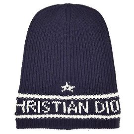 Dior Christian Wool Cashmere Beanie Blue