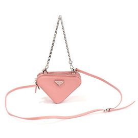 Prada Pochette Mini Triangle Saffiano Rose Rose