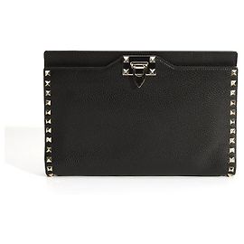 Valentino Bolsa de Clutch com Aba Rockstud Preta VSH Preto