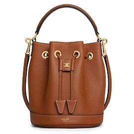 Céline Bolsa Clara fina em couro de bezerro texturizado tan Marrom
