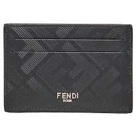 Fendi Flat Card Case Slim Holder Black