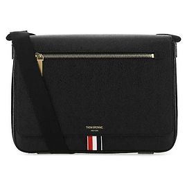 Thom Browne Sac Reporter en Cuir Grain de Galet Noir
