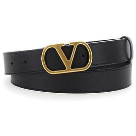 Valentino Cinto de couro de bezerro com logo Preto