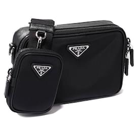 Prada Bolsa transversal com logo triangular Preto