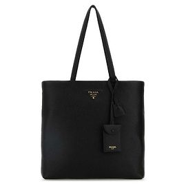 Prada Reedition Large Leather Tote Bag Black