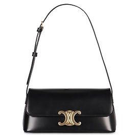 Céline Borsa a Spalla Triomphe Diane in Pelle di Vitello Nero