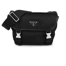 Prada Borsa a Spalla in Pelle Saffiano Re Nylon Nero
