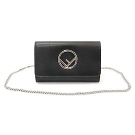 Fendi Bolsa de ombro KAN em couro de bezerro preto Preto