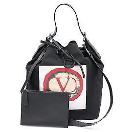 Valentino VLOGO Patch Crâne Seau Noir Tissu Édition Limitée Noir