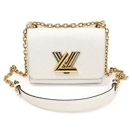 Louis Vuitton White Epi Leather Gold-Tone Twist PM Chain Shoulder Bag Blanc