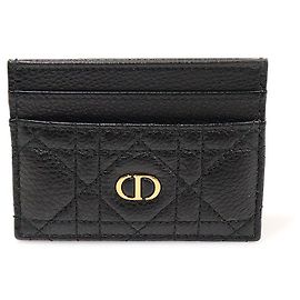 Tarjetero Dior Caro en piel de ternera negra Negro