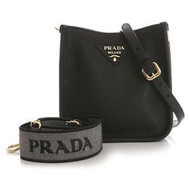 Prada Soft Vitello Leather Mini Shoulder Bag Black