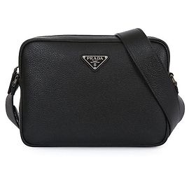 Prada Leather Square Black Shoulder Bag stamp: Black
