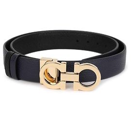 Salvatore Ferragamo Double Gancini Women's Reversible Belt Black