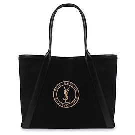 Saint Laurent Bolsa tote em lona com logo bordado Preto