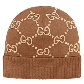 Gucci Cashmere-Jacquard-Mütze Braun