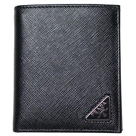 Prada Black Saffiano Leather Coin Wallet Black