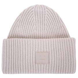 Acne Gorro de lã com grande logotipo Marrom