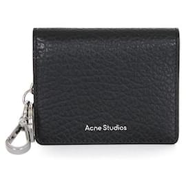 Acne Leather Folding Black Wallet Black