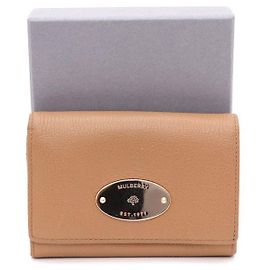 Mulberry Carteira compacta de couro com pérolas francesas Marrom
