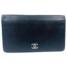 Portafoglio lungo Chanel Serie Argento Coco Nero Nero
