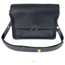 Marni Bolsa de ombro média em couro de bezerro Preto