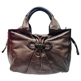 Salvatore Ferragamo Bolso Tote de Cuero Gancini Ferragamo Castaño