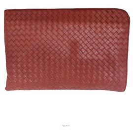 Bottega Veneta Intrecciato Document Calf Case Clutch Bag Red