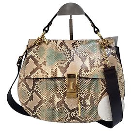 Chloé Python Drew Medium Gold-Tone Tote and Shoulder Bag Golden